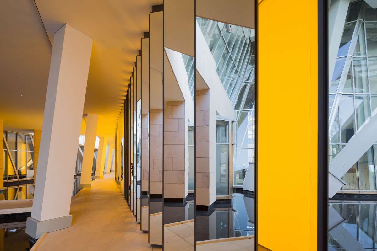 Interior shot of the Louis Vuitton Foundation. - Imgur